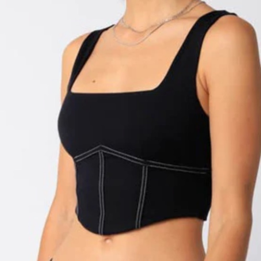 Olivaceous Sculpted Bustier Crop Top